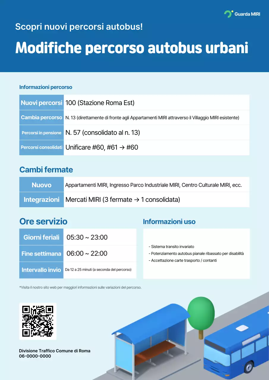 Guida ai percorsi degli autobus urbani del trasporto pubblico Blue Clean