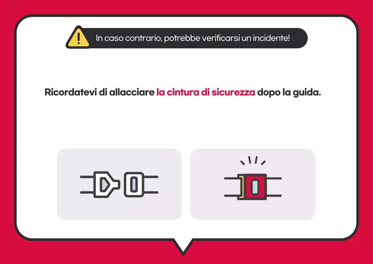 Avviso sull'uso delle cinture di sicurezza sugli autobus interurbani rossi puliti