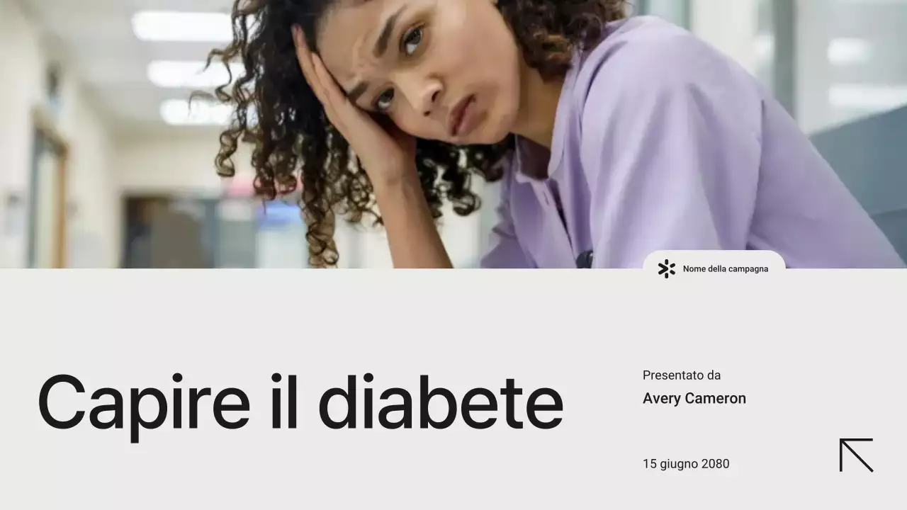 Presentazione minimalista moderna in bianco e nero sulla prevenzione del diabete
