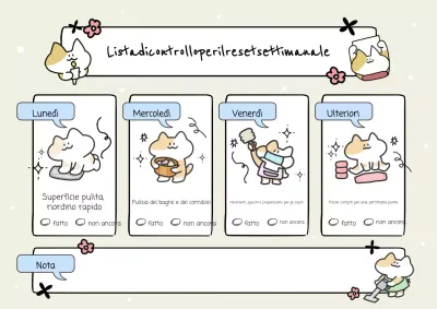 Poster illustrativo carino beige e blu con lista di controllo per le faccende domestiche