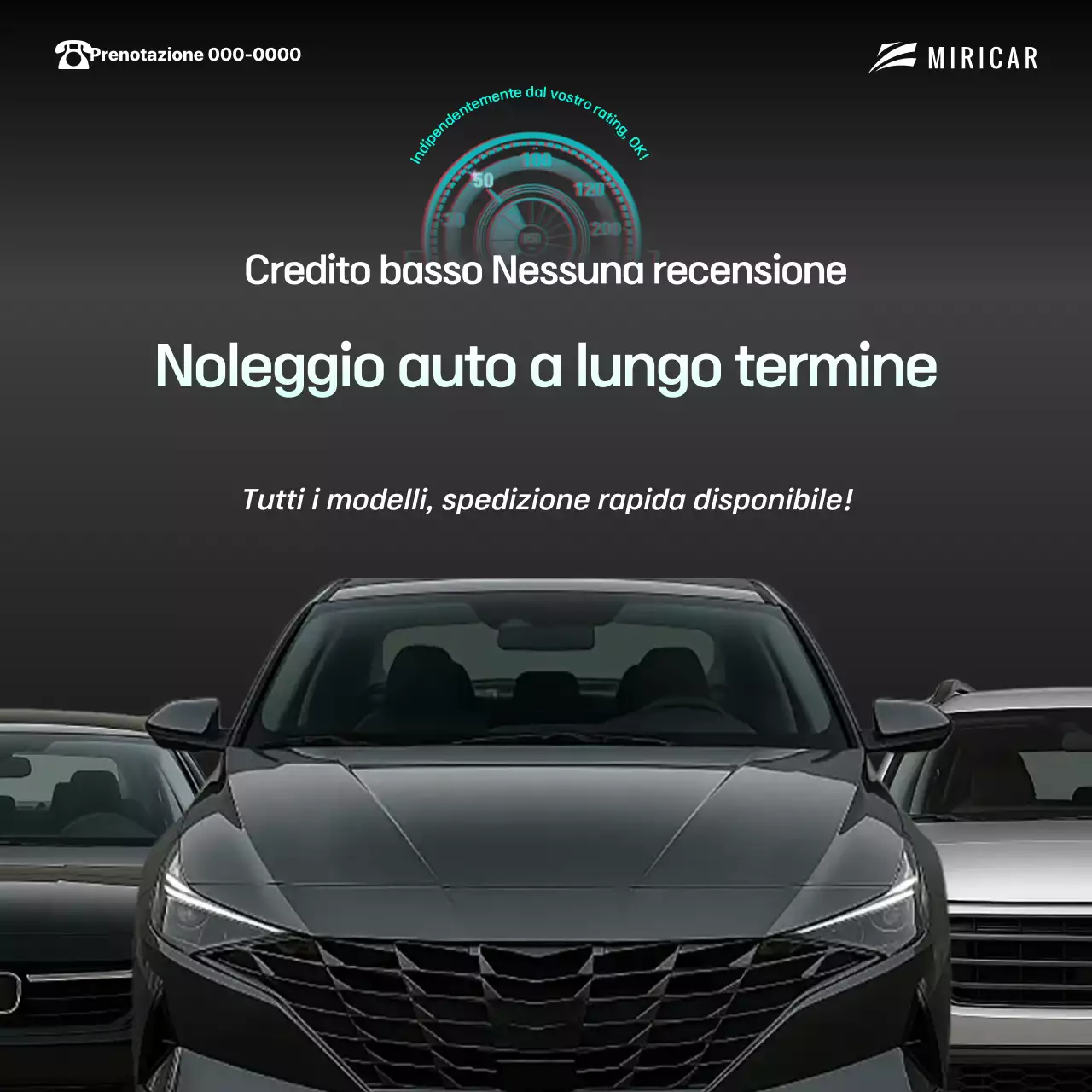 Pubblicità di un'auto a noleggio moderna nera