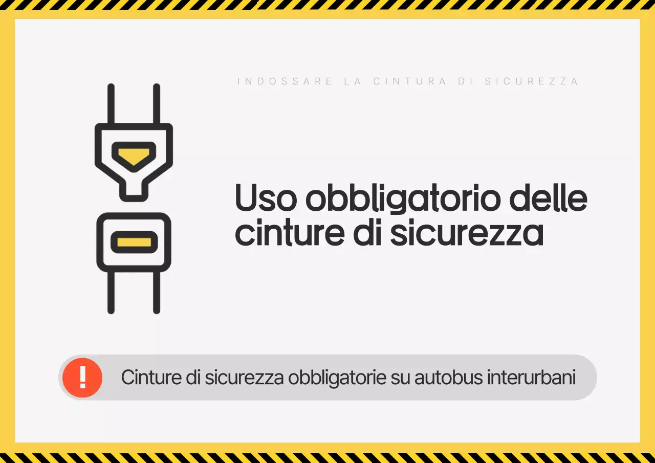 Avviso di indossare la cintura di sicurezza per autobus interurbani gialli
