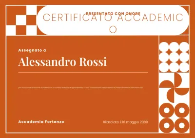 Poster di certificato accademico geometrico arancione e bianco