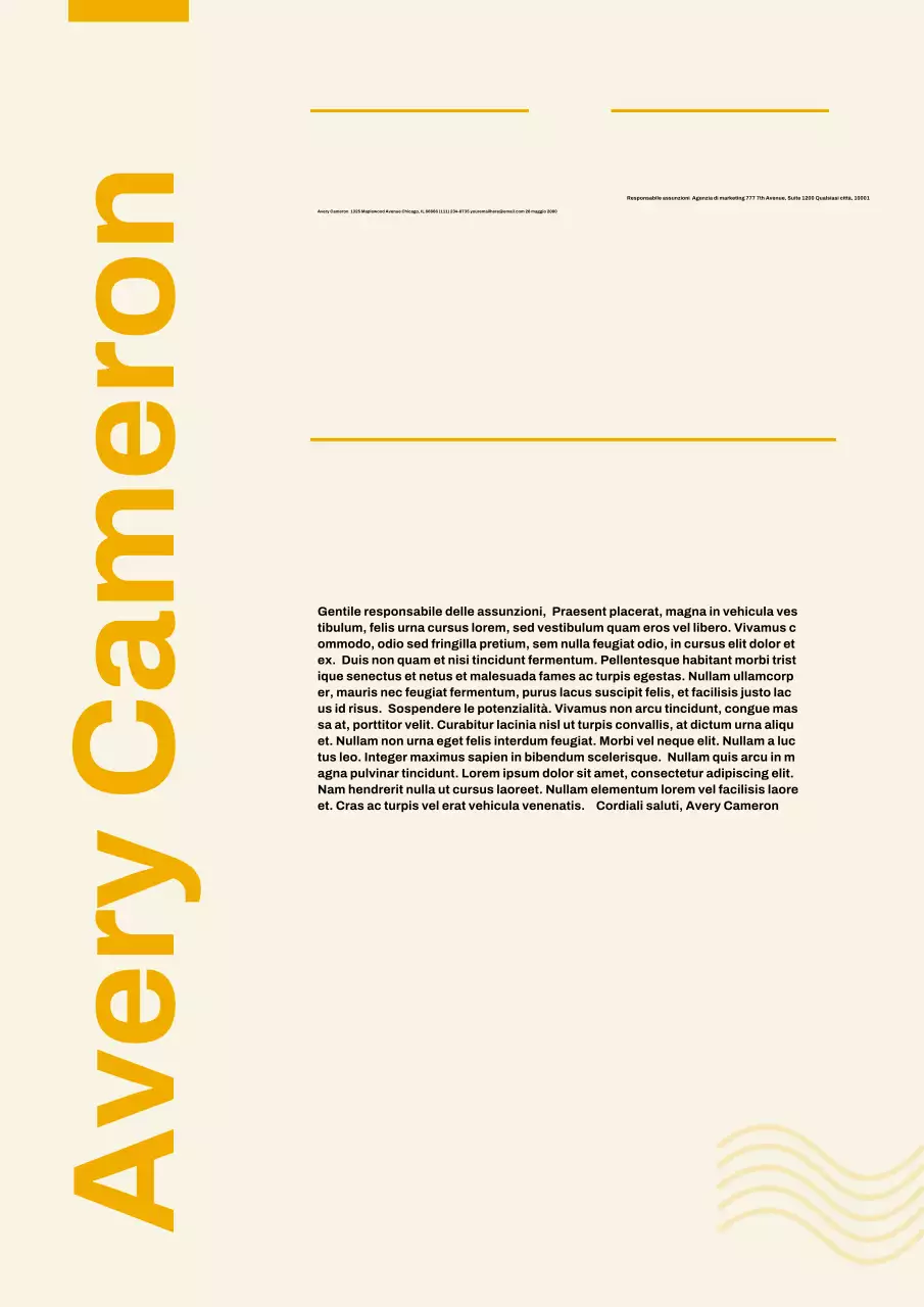 Poster di lettera di presentazione in stile svizzero giallo