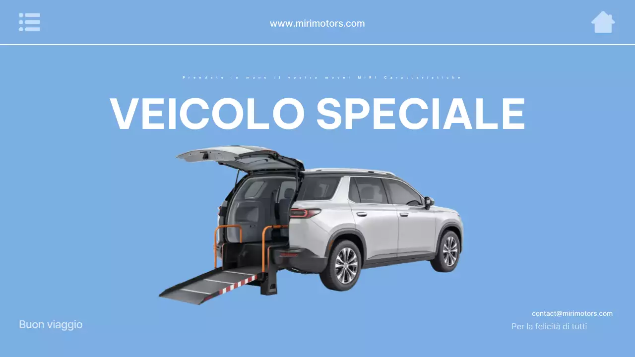 Pubblicità di un'auto moderna color azzurro cielo