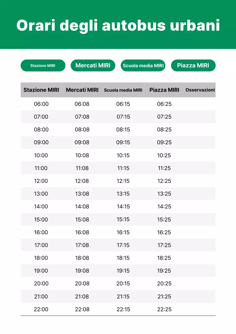 Guida agli orari degli autobus urbani Green Simple