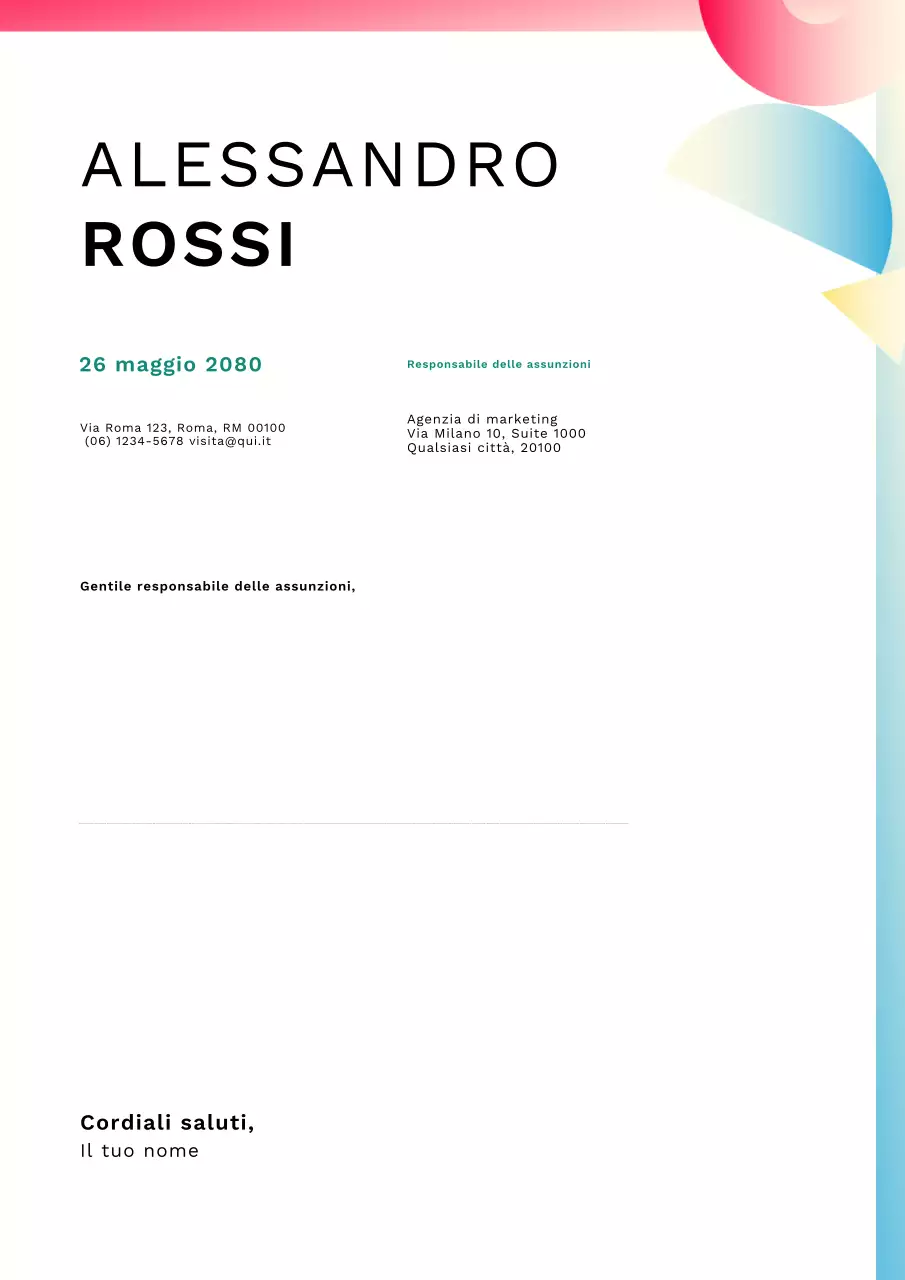 Poster di lettera di presentazione con gradiente pulito