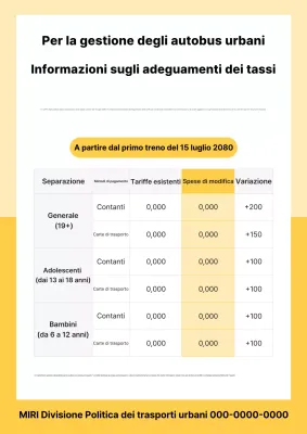 Guida alle tariffe degli autobus urbani del trasporto pubblico pulito giallo