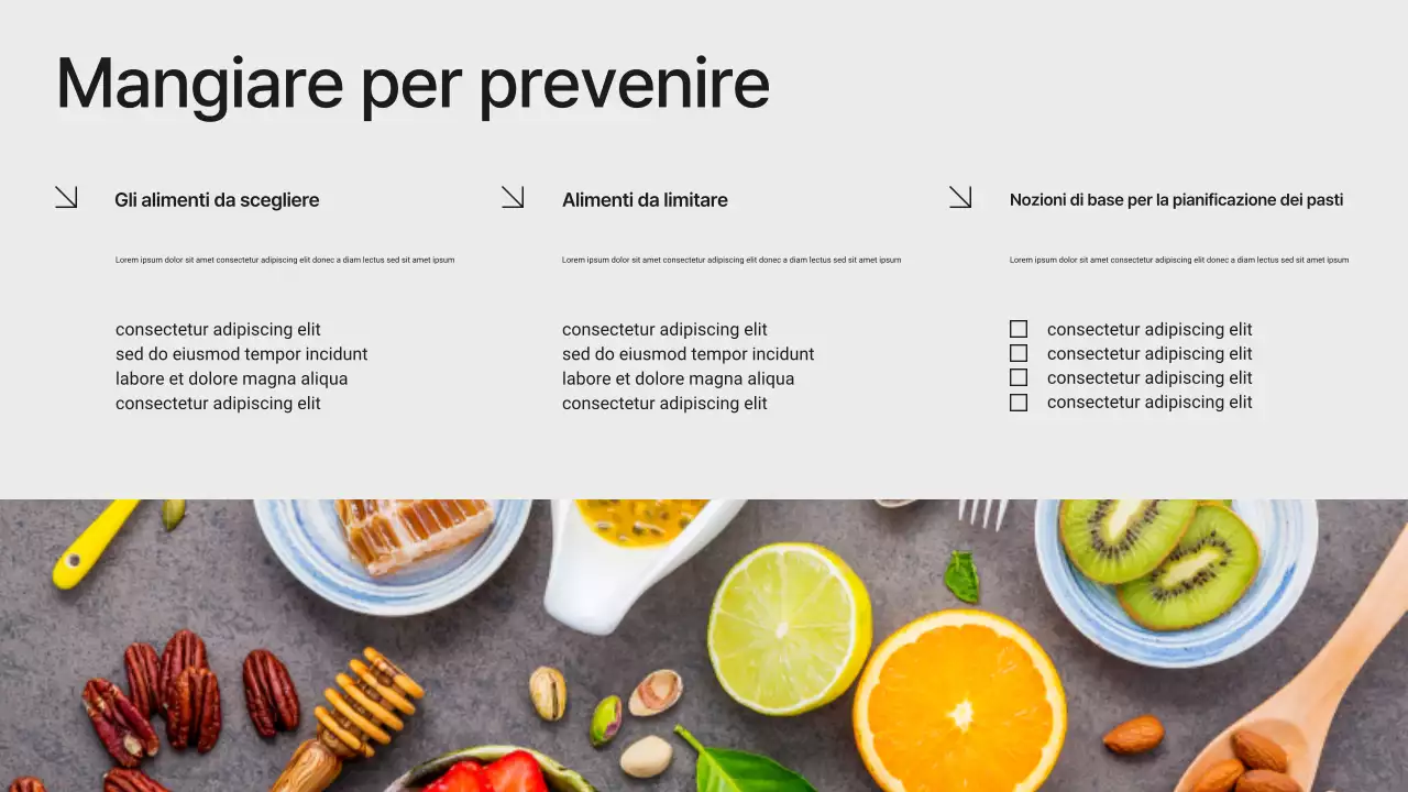 Presentazione minimalista moderna in bianco e nero sulla prevenzione del diabete
