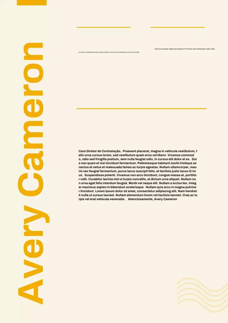 Carta de Apresentação em Amarelo Estilo Suíço Documento Pôster