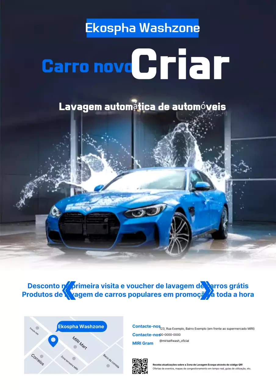 Anúncio de Lavagem de Carros Moderna Azul