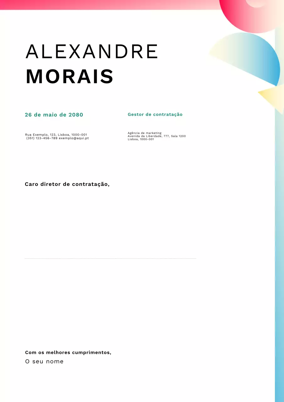 Carta de Apresentação em Pôster com Gradiente Limpo