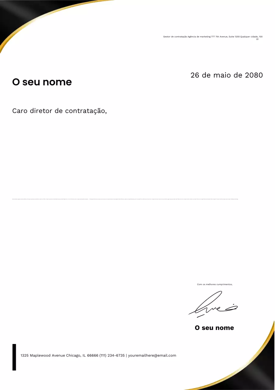 Cartaz de papel timbrado profissional preto