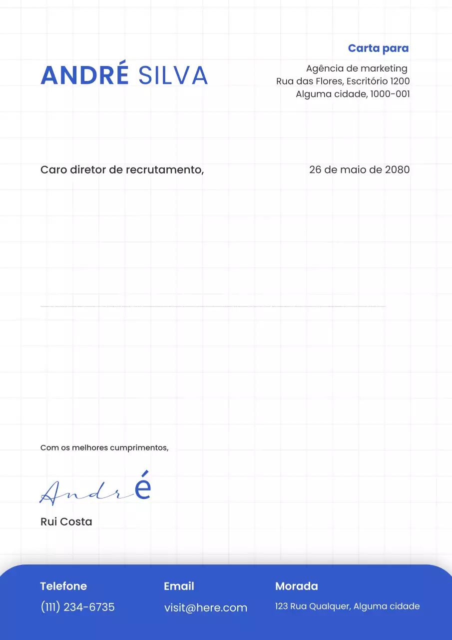 Cartaz de papel timbrado empresarial moderno azul