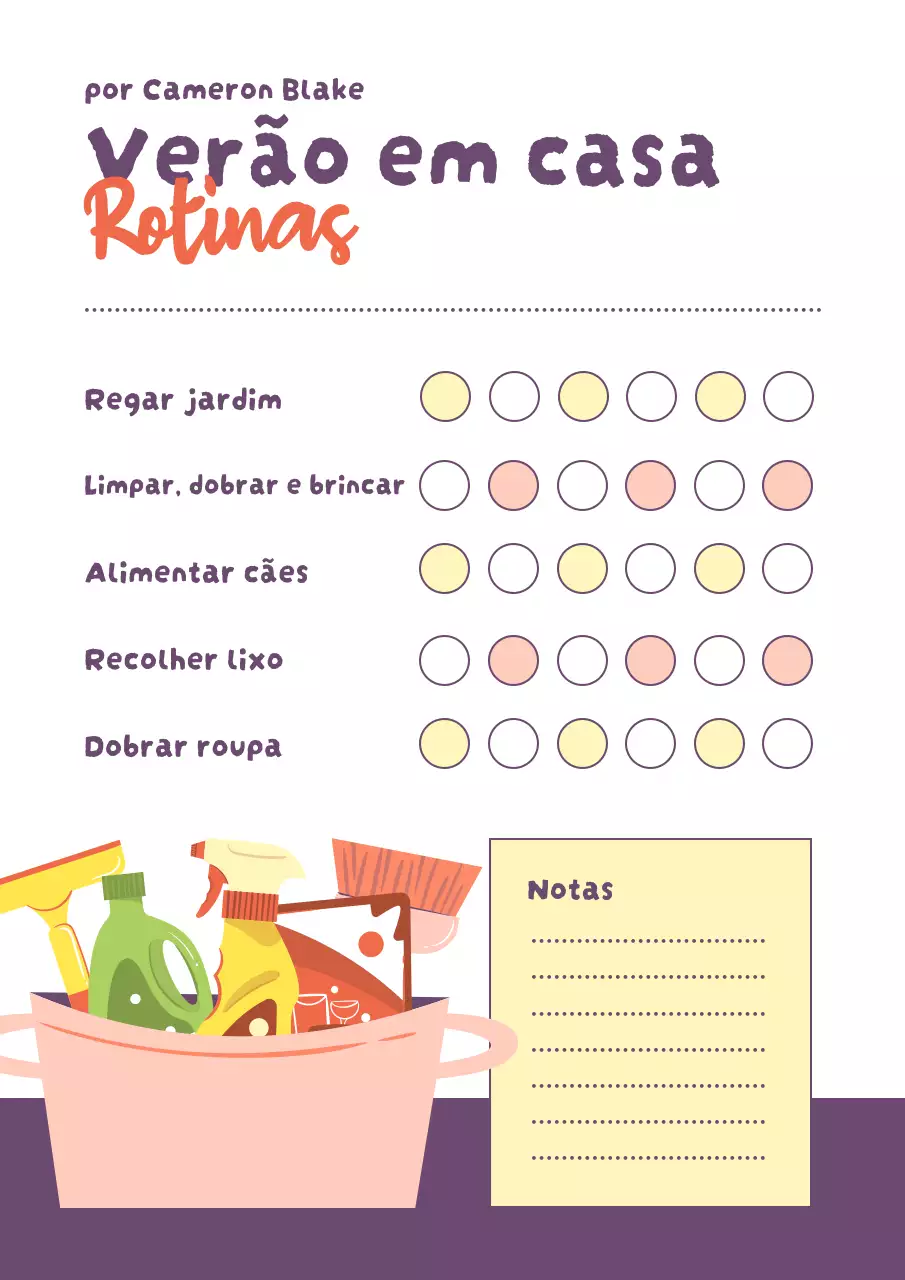Pôster roxo simples para lista de tarefas domésticas