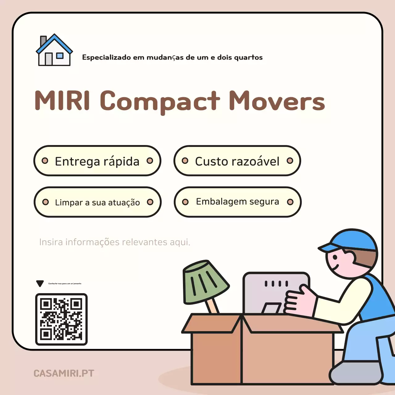 Anúncio de mudança simples bege