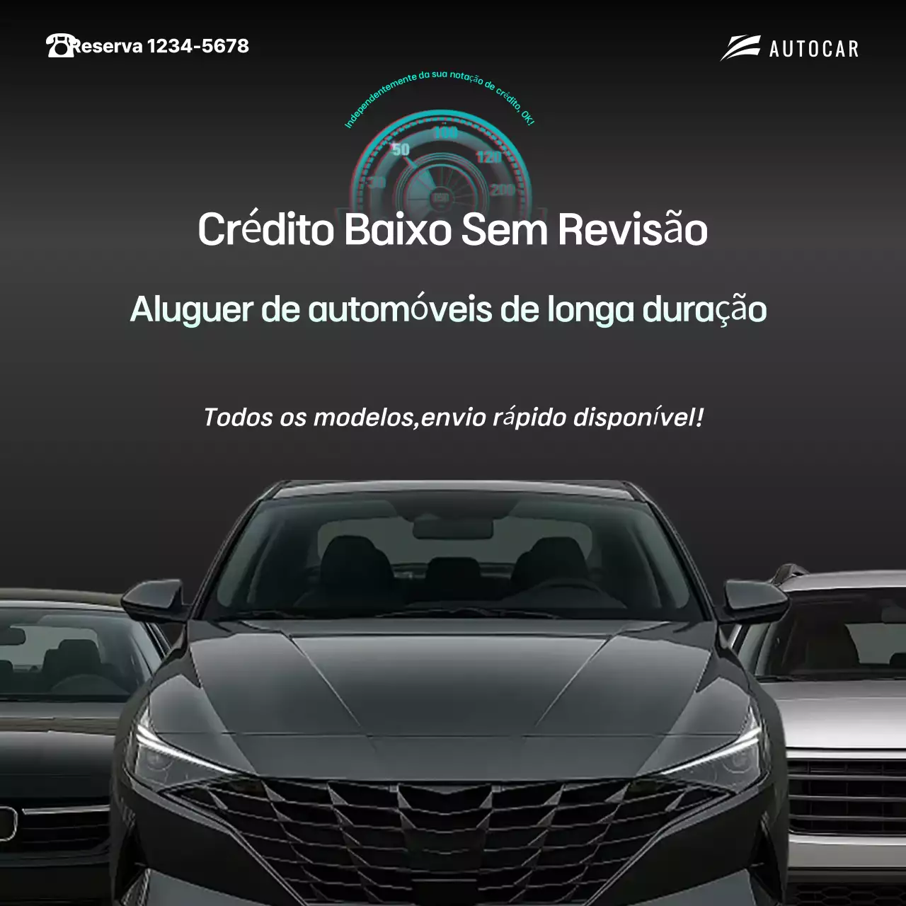 Anúncio de aluguel de carro moderno preto