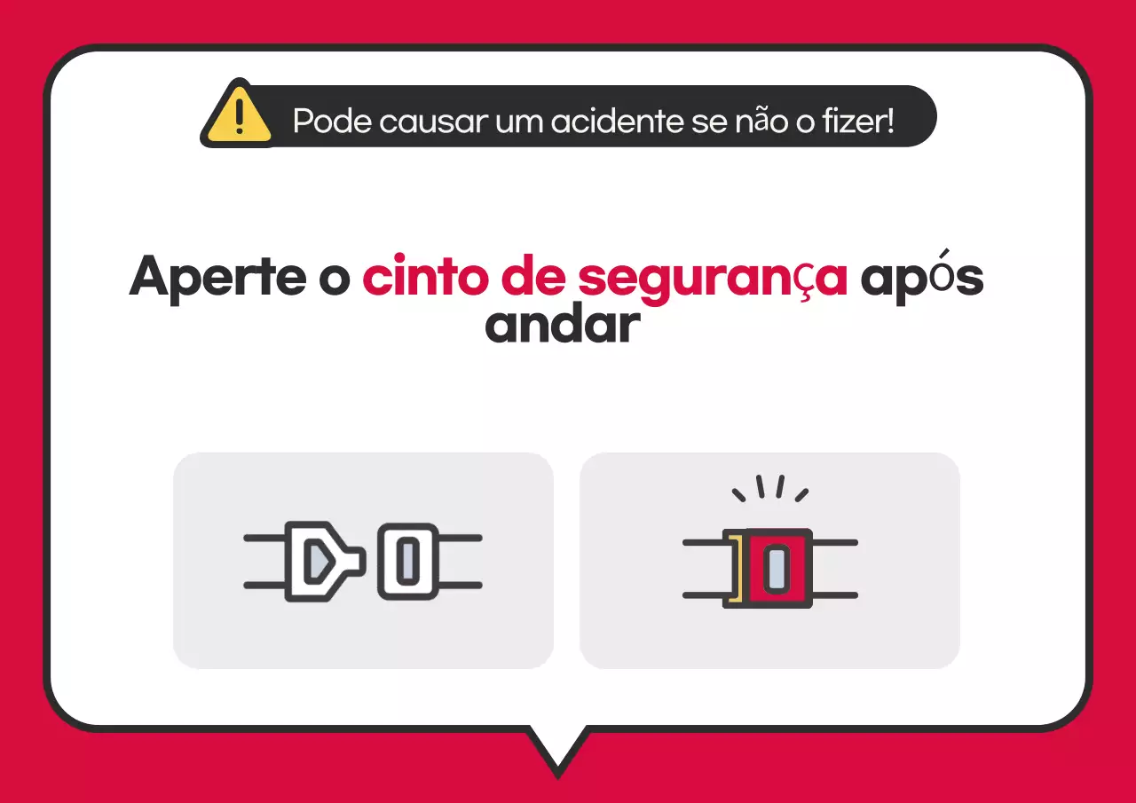 Aviso sobre o uso de cintos de segurança em ônibus intermunicipais vermelhos e limpos