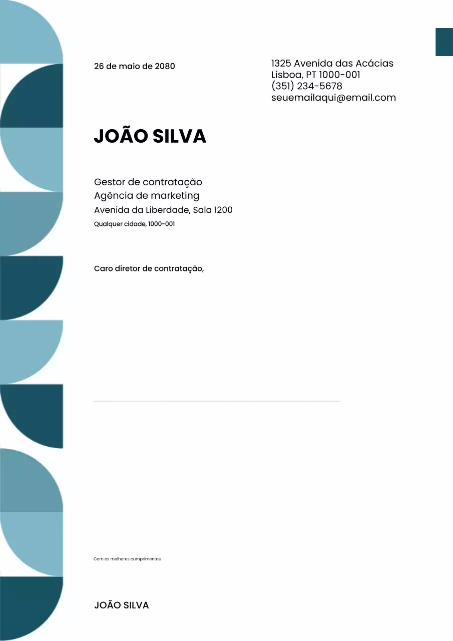 Cartaz de papel timbrado geométrico azul-petróleo para empresas