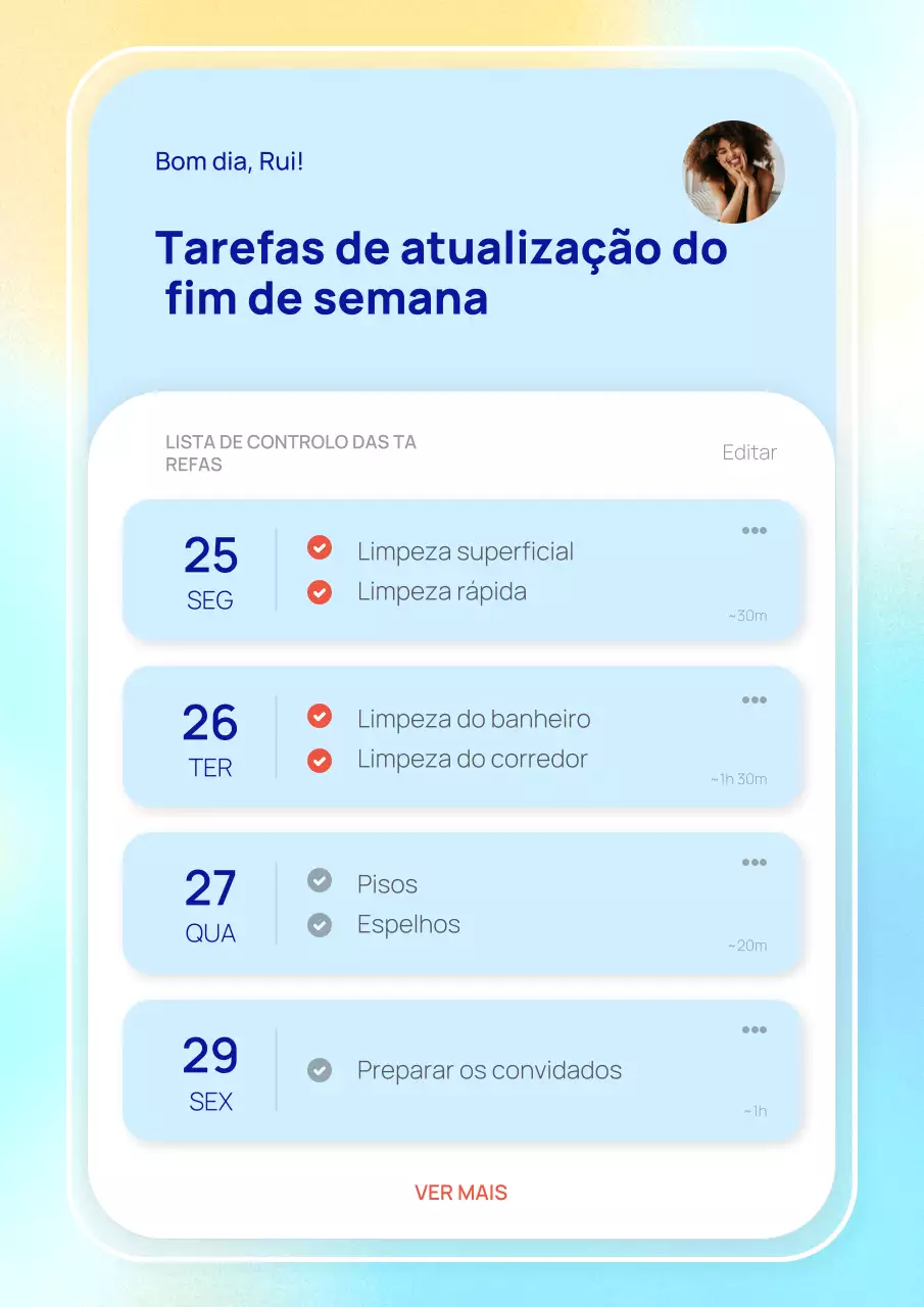 Pôster do Planejador de Tarefas Moderno Azul