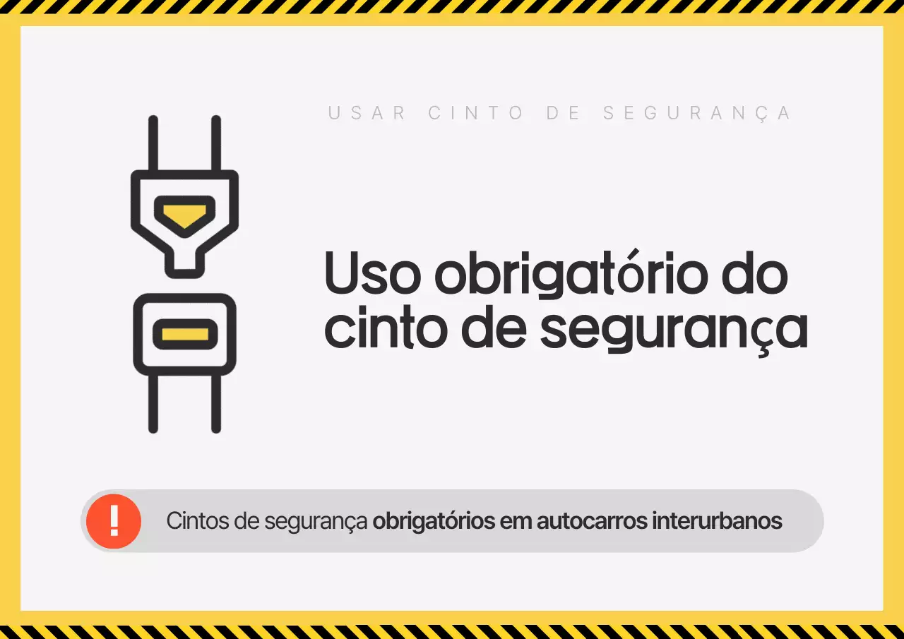 Aviso sobre o uso de cinto de segurança em ônibus intermunicipais amarelos simples