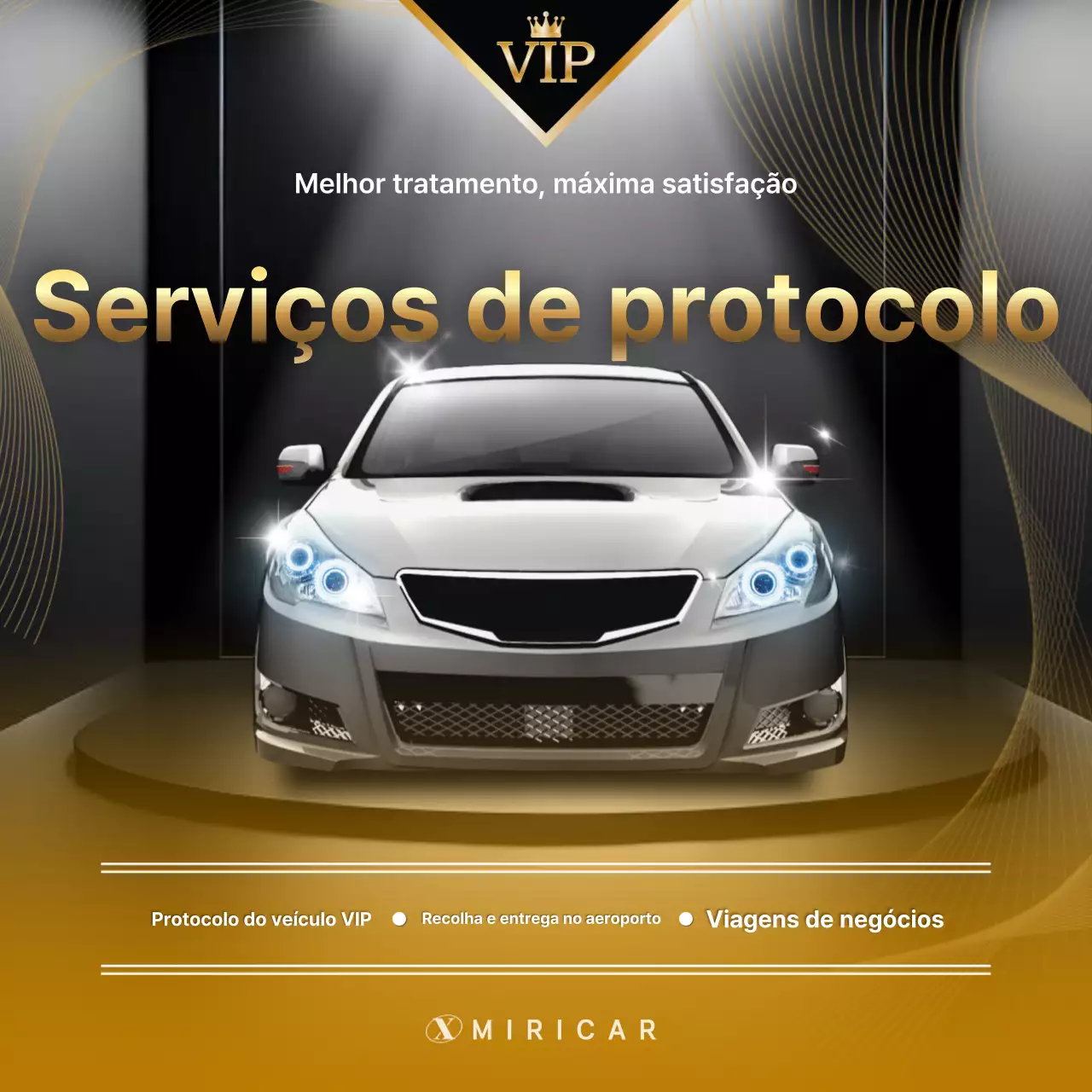 Anúncio de cortesia de serviço de carro de luxo preto