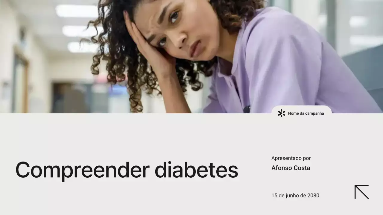 Apresentação moderna minimalista em branco e preto para prevenção do diabetes