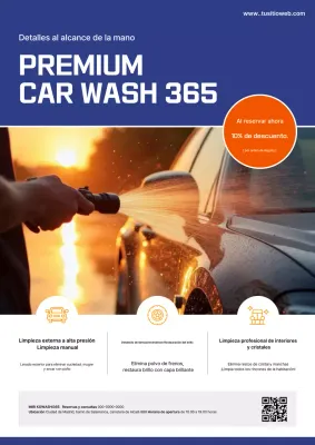 Anuncio de lavado de autos moderno azul