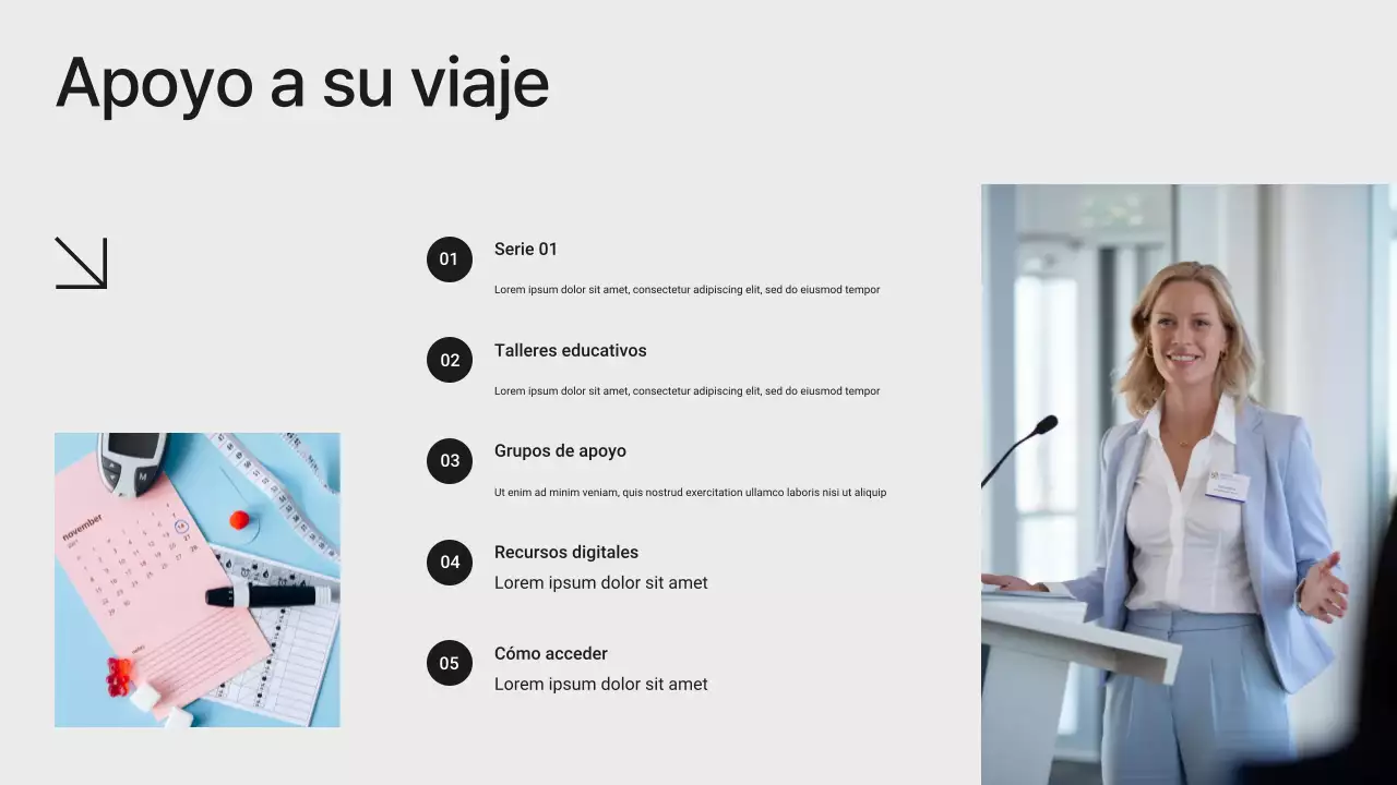 Presentación minimalista moderna en blanco y negro sobre la prevención de la diabetes