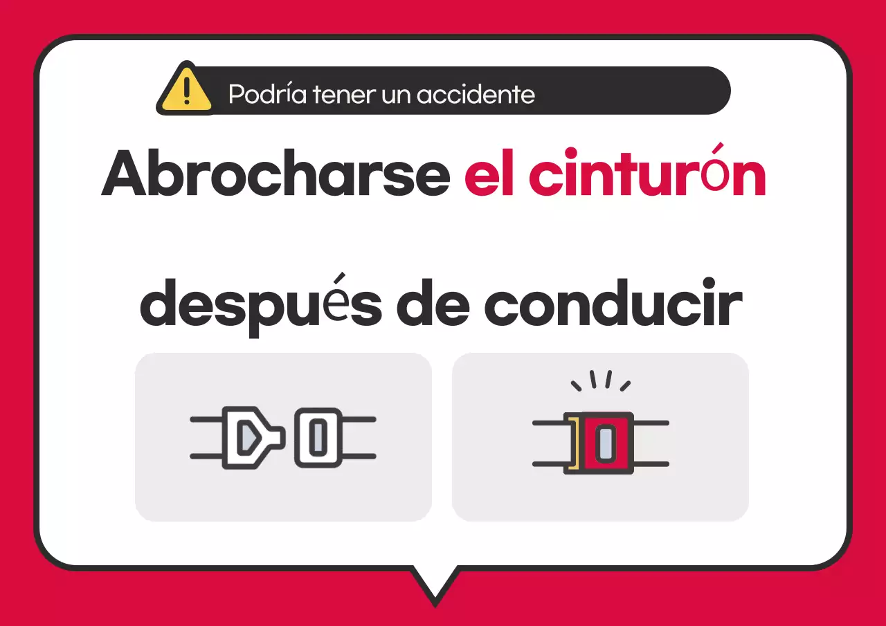 Aviso sobre el uso del cinturón de seguridad en autobuses interurbanos rojos limpios