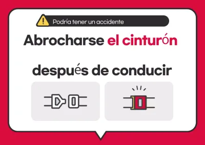 Aviso sobre el uso del cinturón de seguridad en autobuses interurbanos rojos limpios