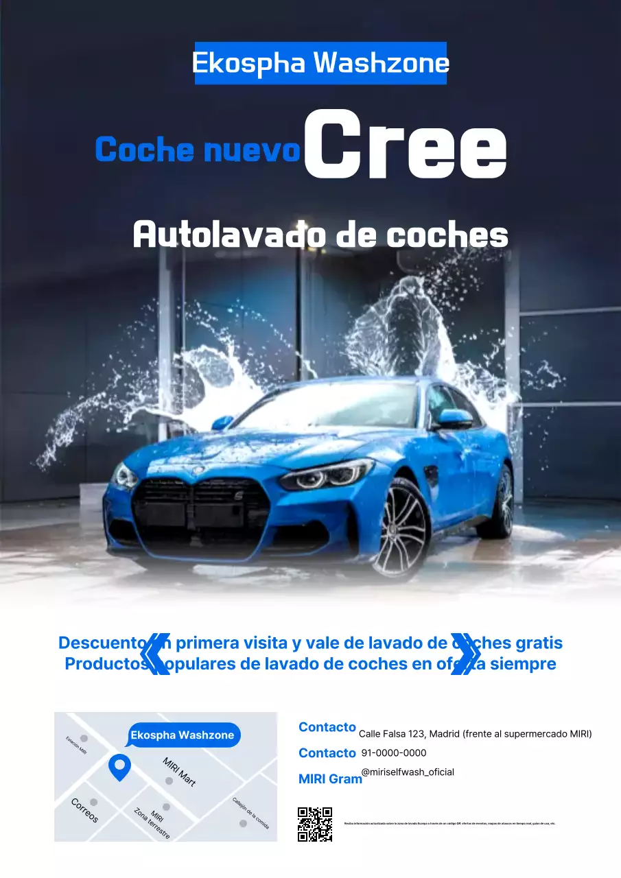 Anuncio de lavado de autos moderno azul