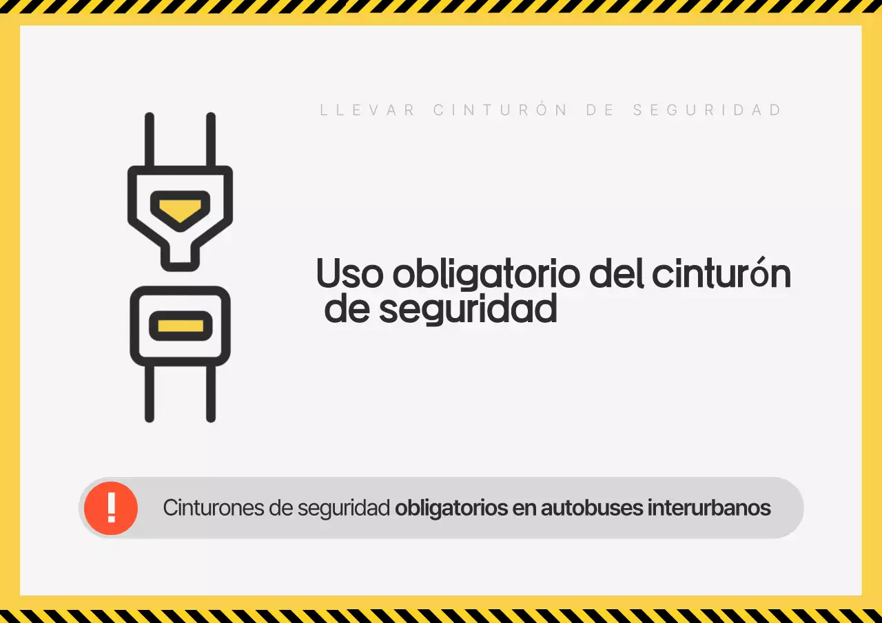 Aviso simple sobre el uso del cinturón de seguridad en autobuses interurbanos amarillos