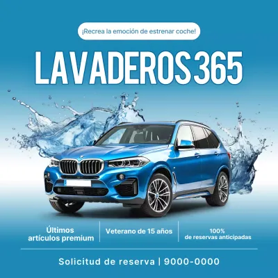 Anuncio de lavado de autos moderno azul
