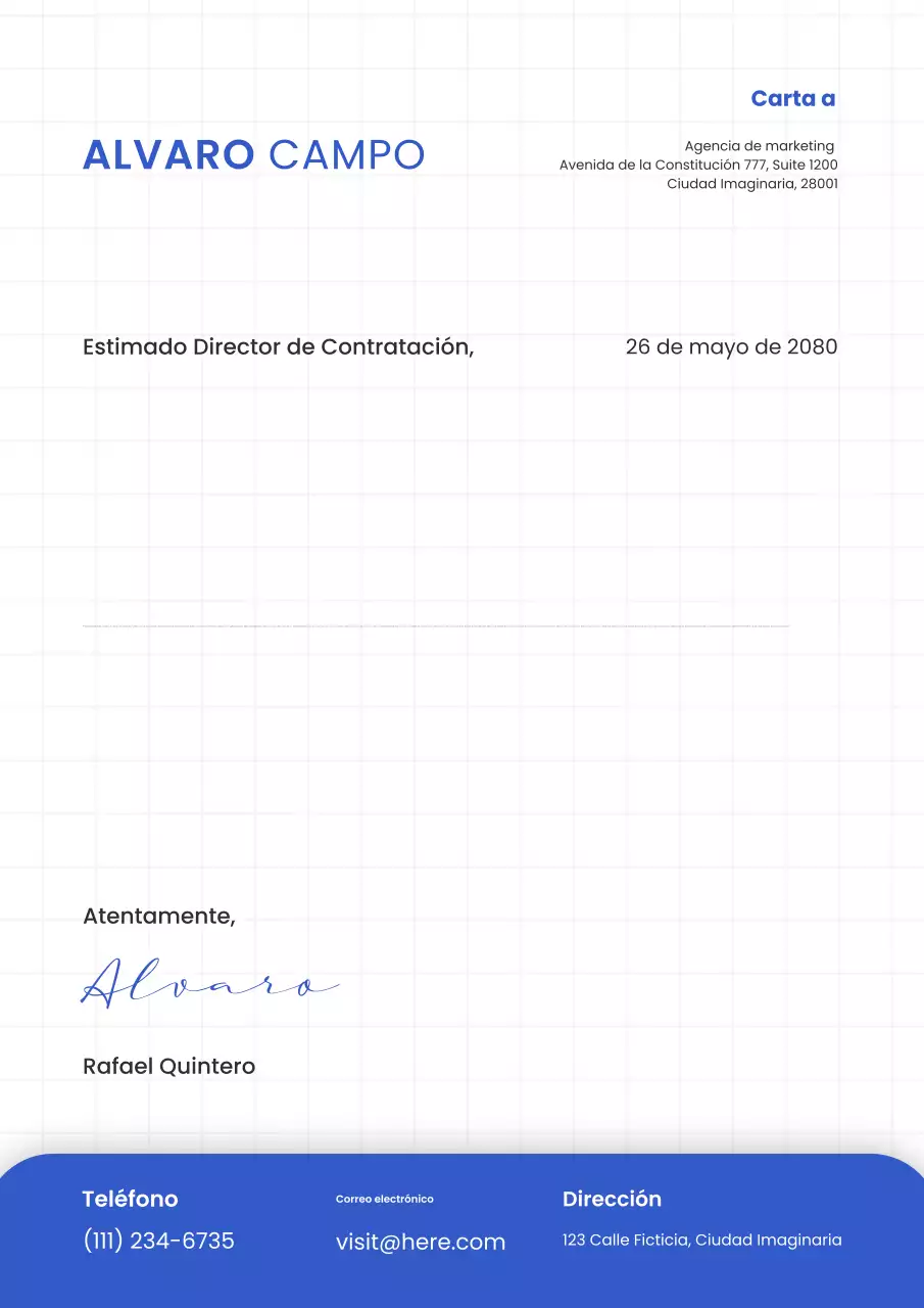 Póster membretado empresarial moderno azul