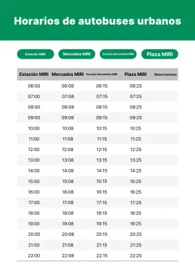 Guía de horarios de autobuses urbanos Green Simple