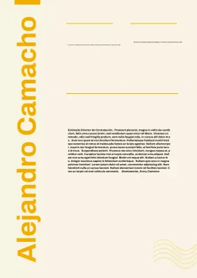 Póster de documento con carta de presentación en estilo suizo amarillo