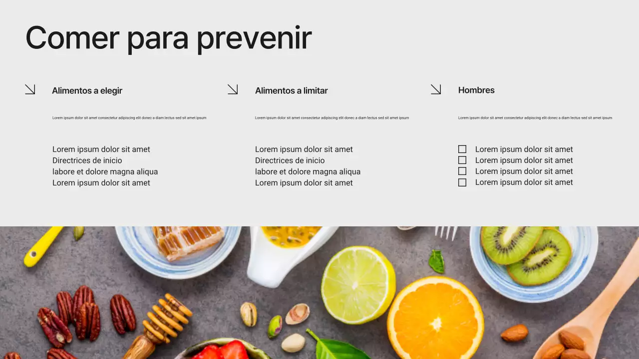 Presentación minimalista moderna en blanco y negro sobre la prevención de la diabetes