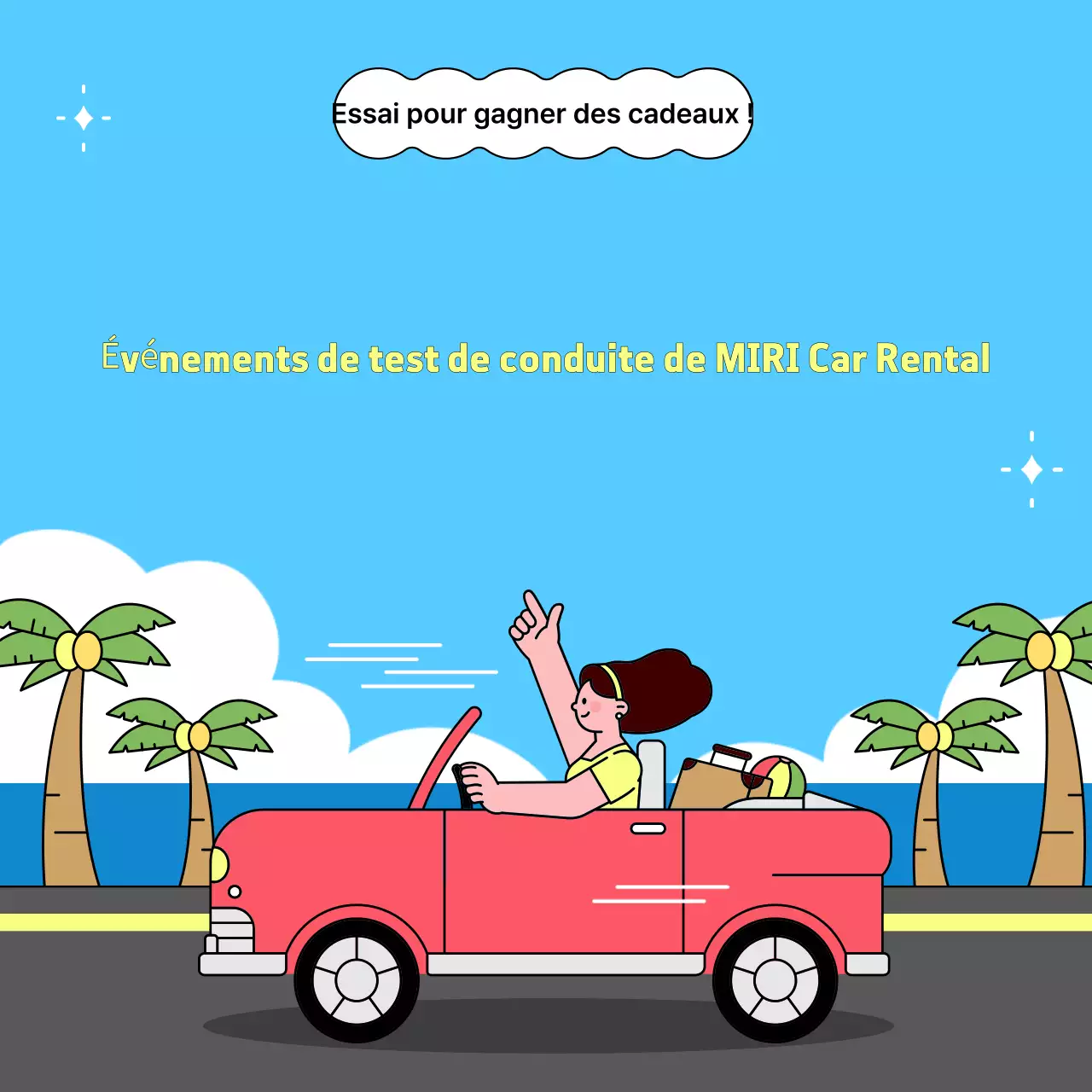 Promotion de l'événement d'essai de voiture de location Sky Blue Pop