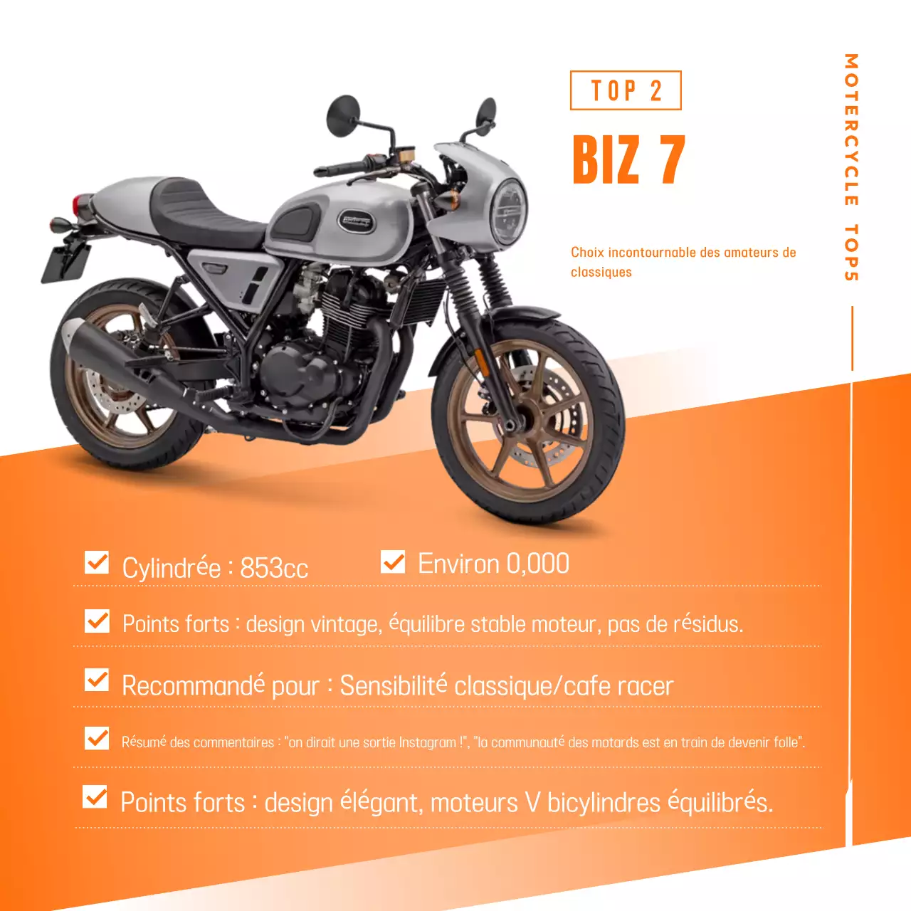 Publicité pour une moto moderne orange