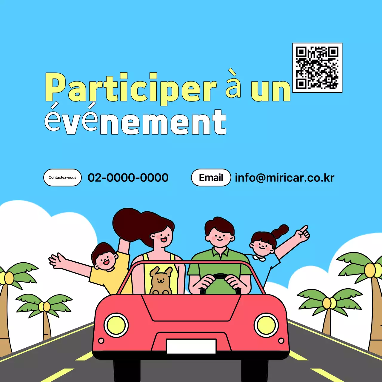 Promotion de l'événement d'essai de voiture de location Sky Blue Pop