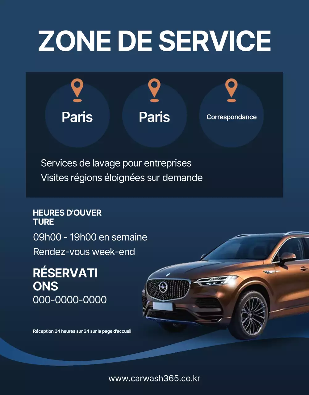 Publicité pour le lave-auto mobile Blue Modern