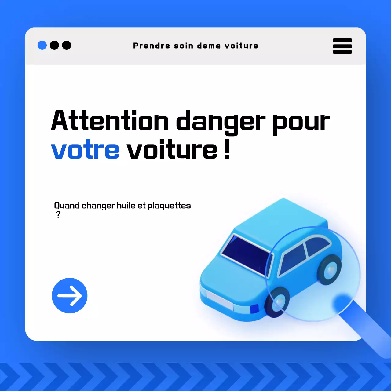Promotion de la sécurité des voitures modernes bleues