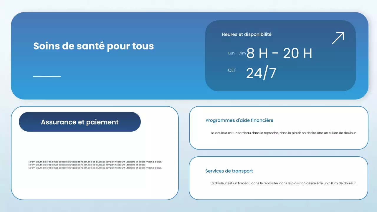 Présentation du profil de l'hôpital moderne bleu