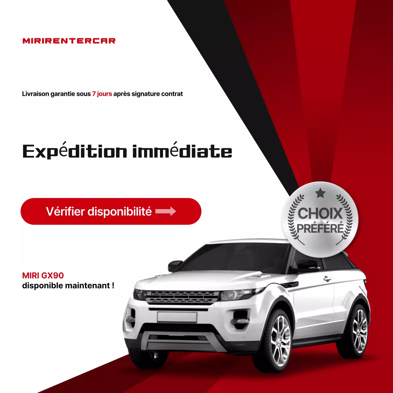 Publicité de location de voiture moderne rouge