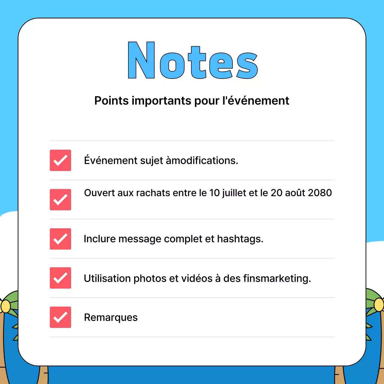 Promotion de l'événement d'essai de voiture de location Sky Blue Pop