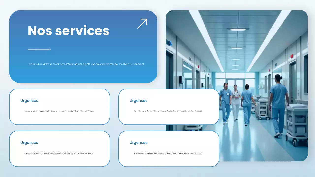 Présentation du profil de l'hôpital moderne bleu