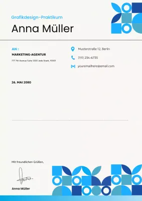 Blaues modernes Praktikumsanschreiben Poster