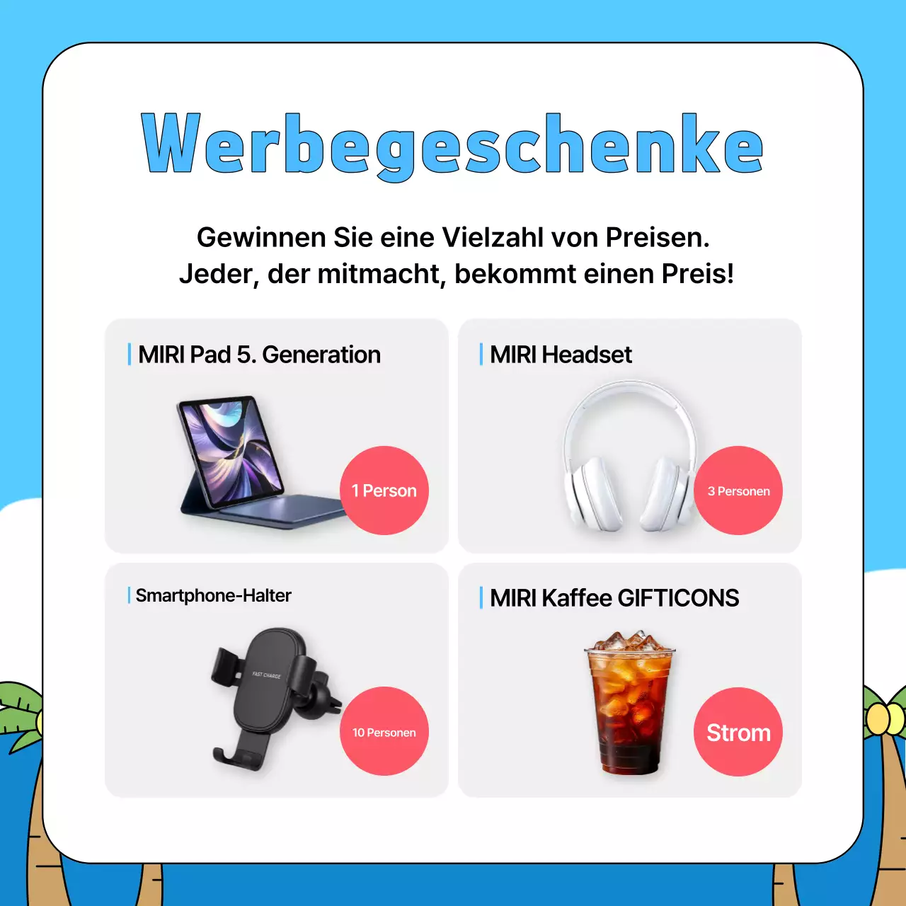 Werbung für das Probefahrt-Event für Mietwagen von Sky Blue Pop