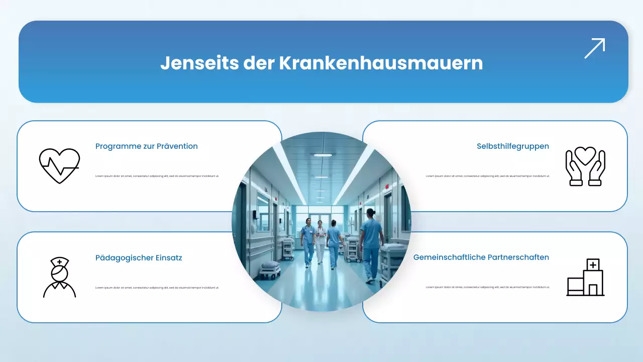 Blaues modernes Krankenhausprofil Präsentation